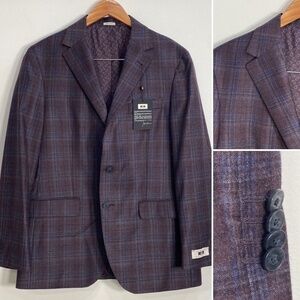 Joseph Abboud Wool Heritage Soft Jacket Plaid Purple 42R